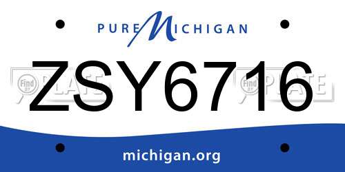 ZSY6716 Michigan License Plate