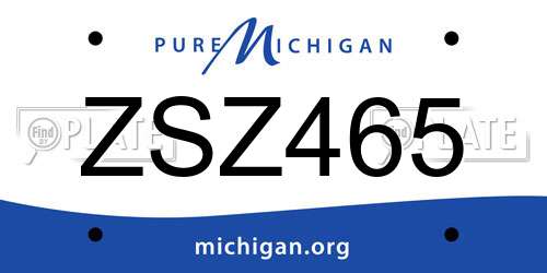 ZSZ465 Michigan License Plate