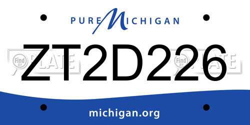 ZT2D226 Michigan License Plate