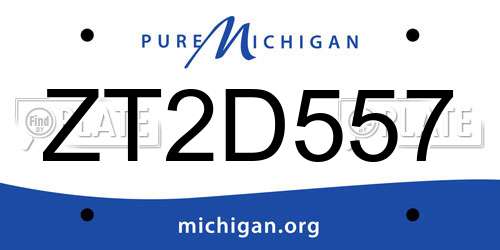 ZT2D557 Michigan License Plate