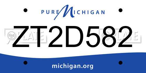 ZT2D582 Michigan License Plate
