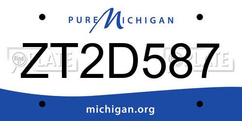 ZT2D587 Michigan License Plate