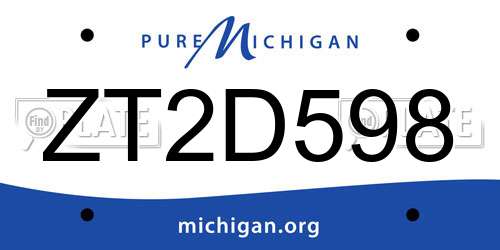 ZT2D598 Michigan License Plate