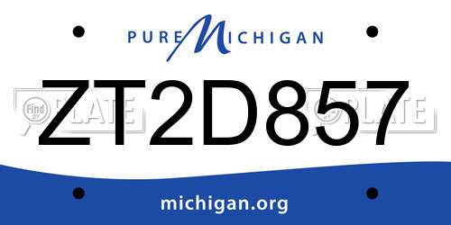 ZT2D857 Michigan License Plate