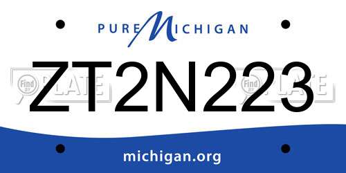 ZT2N223 Michigan License Plate