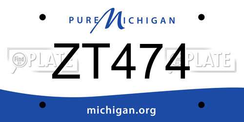 ZT474 Michigan License Plate