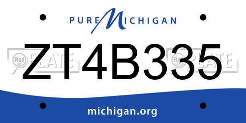 ZT4B335 Michigan License Plate
