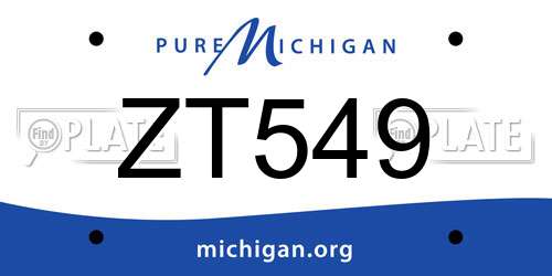 ZT549 Michigan License Plate