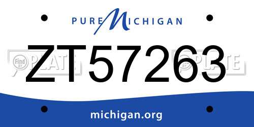 ZT57263 Michigan License Plate