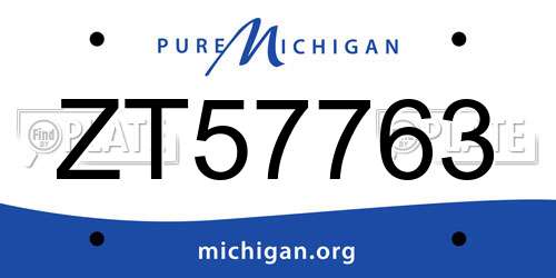 ZT57763 Michigan License Plate