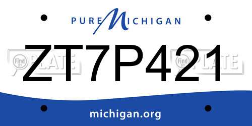 ZT7P421 Michigan License Plate