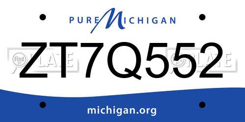 ZT7Q552 Michigan License Plate