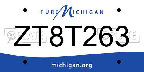 ZT8T263 Michigan License Plate