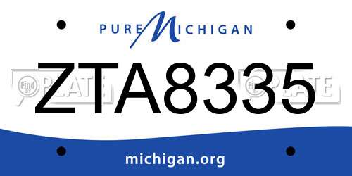 ZTA8335 Michigan License Plate