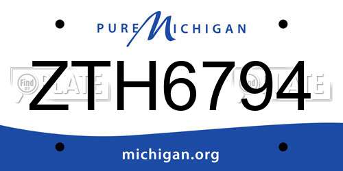 ZTH6794 Michigan License Plate