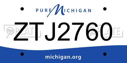ZTJ2760 Michigan License Plate