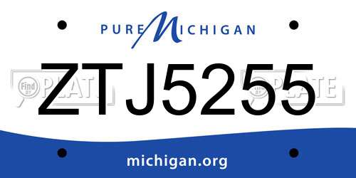 ZTJ5255 Michigan License Plate