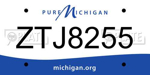 ZTJ8255 Michigan License Plate