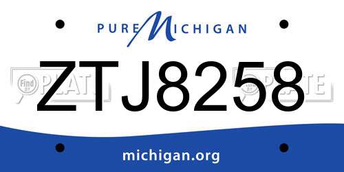 ZTJ8258 Michigan License Plate