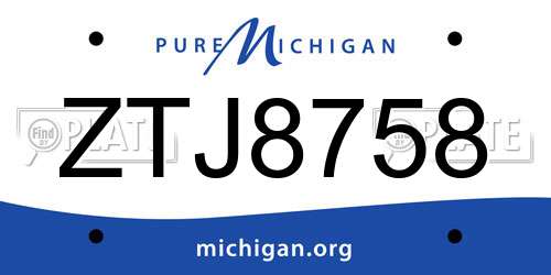 ZTJ8758 Michigan License Plate