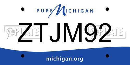 ZTJM92 Michigan License Plate