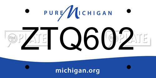 ZTQ602 Michigan License Plate