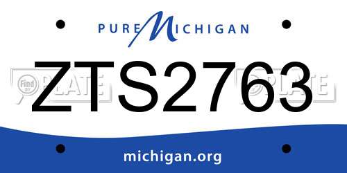 ZTS2763 Michigan License Plate