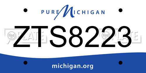 ZTS8223 Michigan License Plate