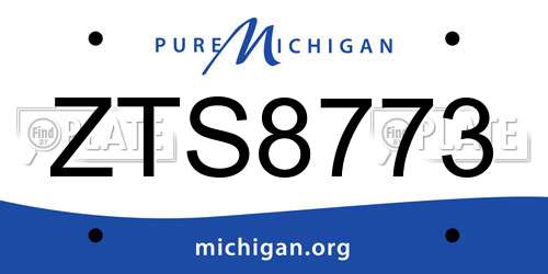 ZTS8773 Michigan License Plate