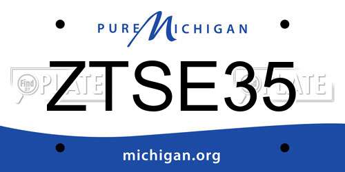 ZTSE35 Michigan License Plate