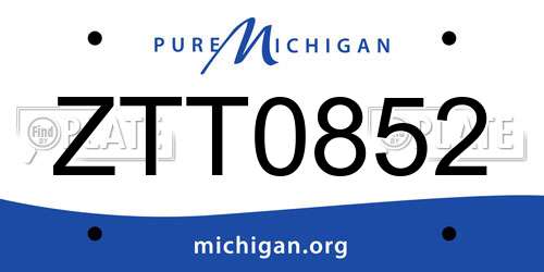 ZTT0852 Michigan License Plate
