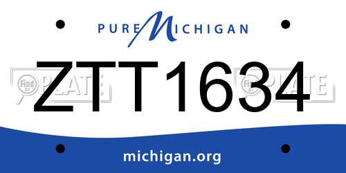 ZTT1634 Michigan License Plate