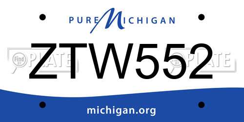 ZTW552 Michigan License Plate