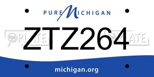 ZTZ264 Michigan License Plate
