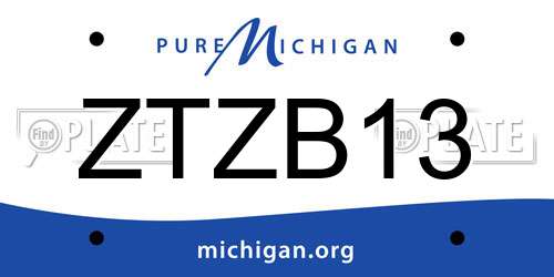 ZTZB13 Michigan License Plate