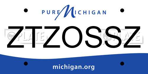 ZTZOSSZ Michigan License Plate