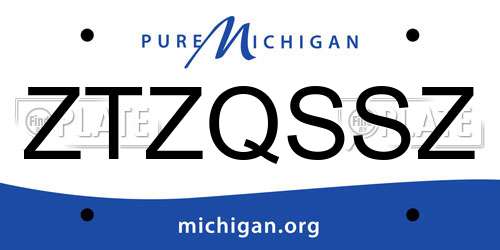 ZTZQSSZ Michigan License Plate