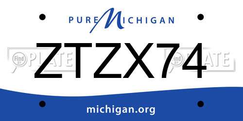 ZTZX74 Michigan License Plate
