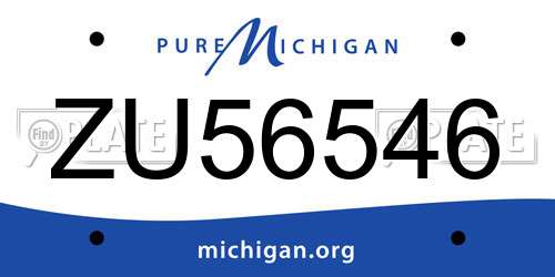 ZU56546 Michigan License Plate