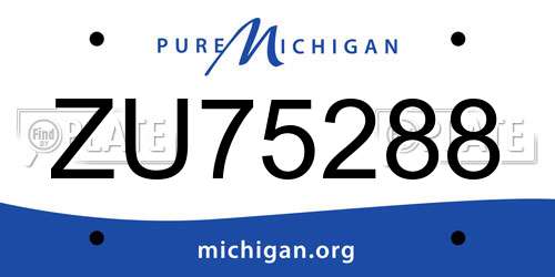 ZU75288 Michigan License Plate