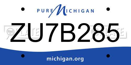 ZU7B285 Michigan License Plate