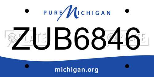 ZUB6846 Michigan License Plate