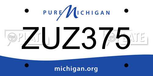 ZUZ375 Michigan License Plate