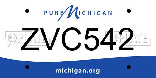 ZVC542 Michigan License Plate