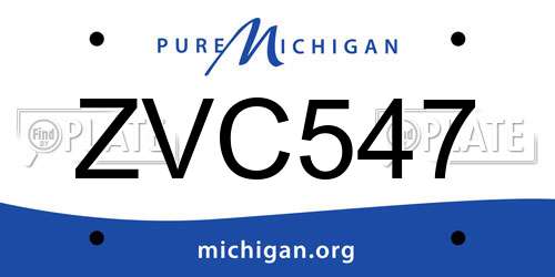 ZVC547 Michigan License Plate