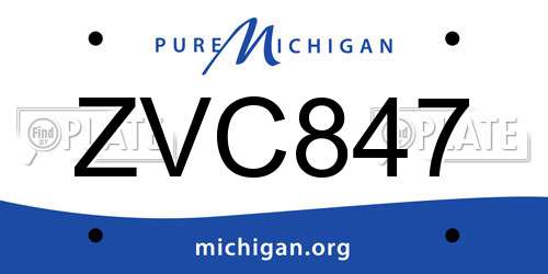 ZVC847 Michigan License Plate
