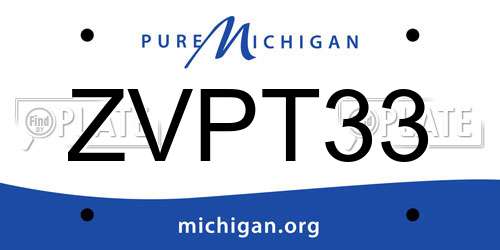 ZVPT33 Michigan License Plate