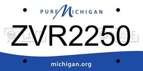 ZVR2250 Michigan License Plate