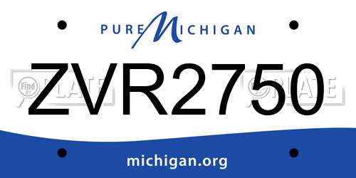 ZVR2750 Michigan License Plate