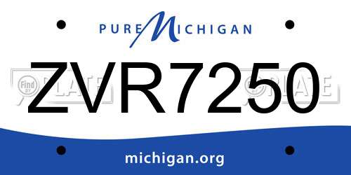 ZVR7250 Michigan License Plate
